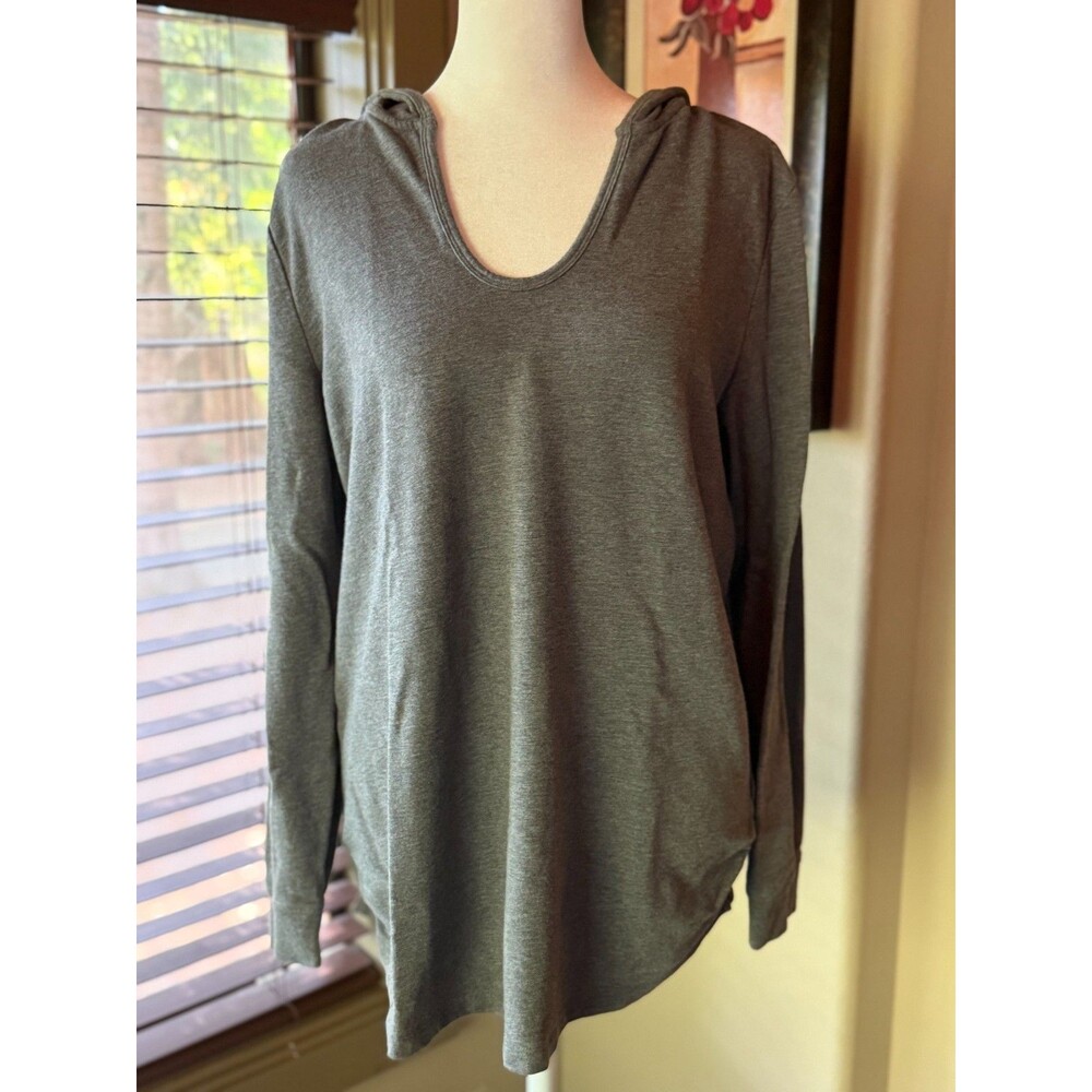 Barefoot Dreams Malibu Luxe Lounge Scrunch Hoodie XL Gray Scoop Neck Pullover